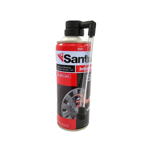 Repara ponchaduras de hasta 1/4" (6.35 mm).,Hasta 2 años de duración.,Para todo tipo de vehículos y camionetas.,Infla llantas de 340 g