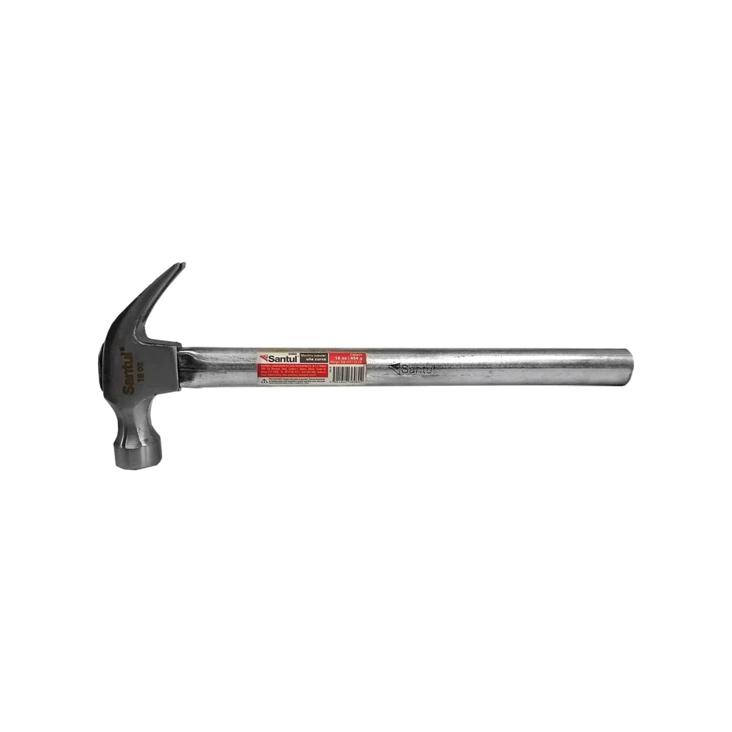 Martillo Santul de uña curva 16 oz con cabo tubular, herramienta para construcción y ferretería