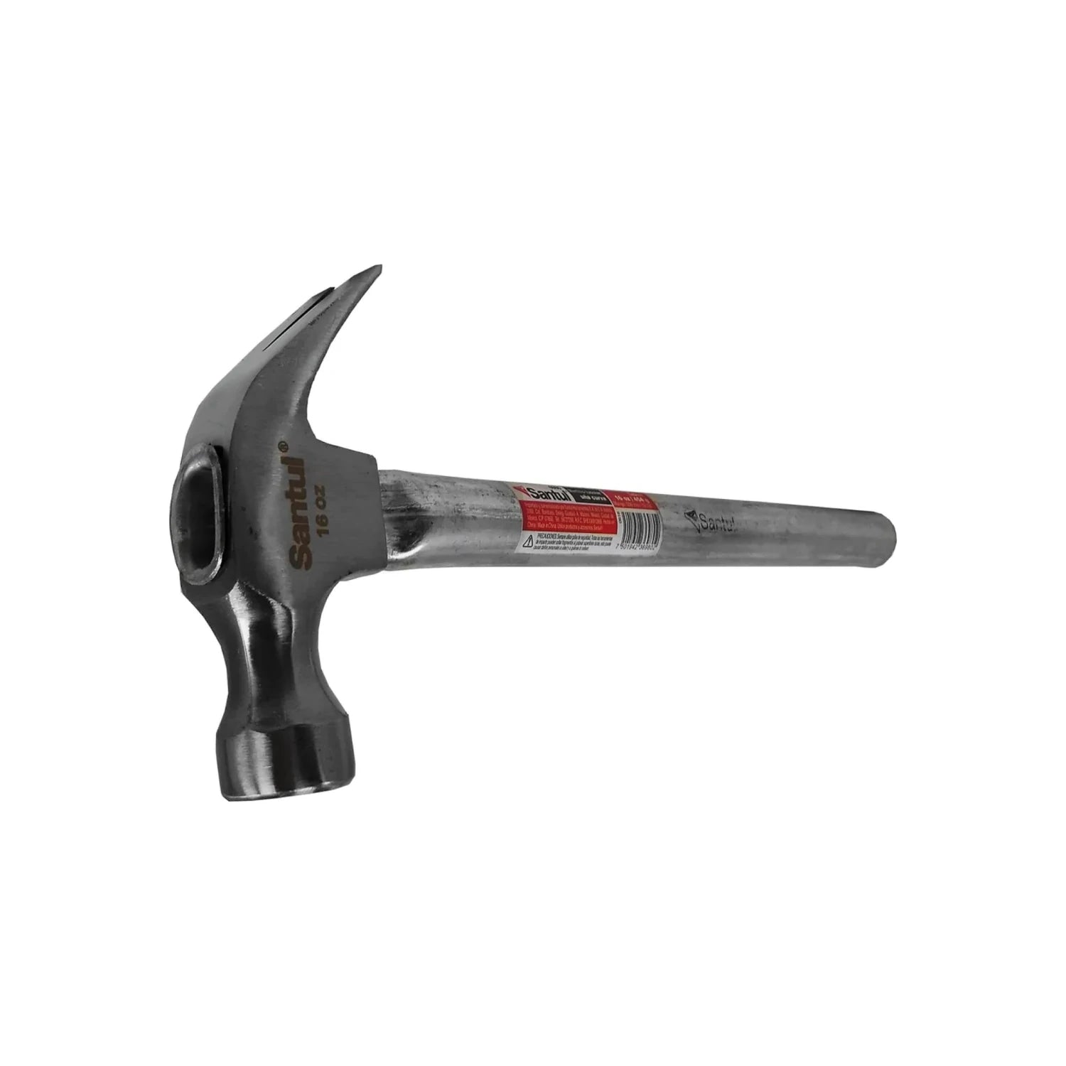 Martillo de uña curva Santul 16 oz, cabo tubular de acero, ideal para carpintería y clavado.