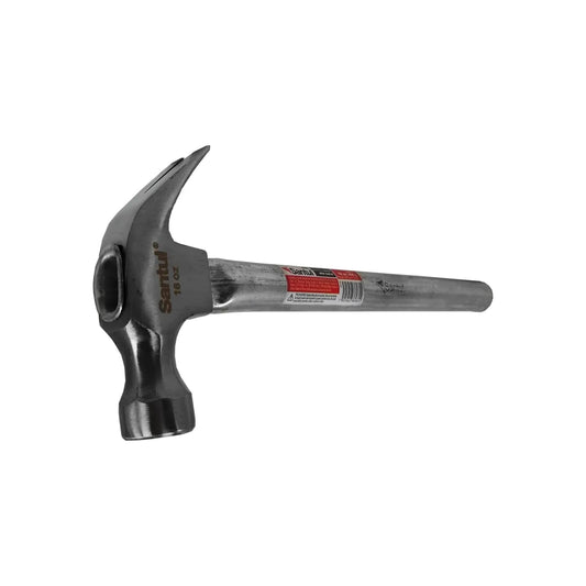 Martillo de uña curva Santul 16 oz, cabo tubular de acero, ideal para carpintería y clavado.