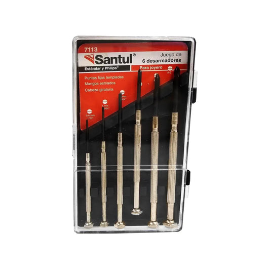 Puntas de acero al CR-V,Medidas: 3 planos de 3.00 mm, 2.40 mm Y 1.40 mm, 3 Phillips de #0, #00 y#1,Ideal para uso con electrónica y/o joyería, así como con cualquier aparato mecanico de pequeño tamaño.