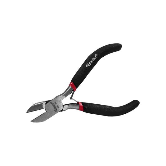Pinza de corte diagonal Santul Mod. 7161, 4 1/4 pulgadas, mangos ergonómicos negros/rojos.