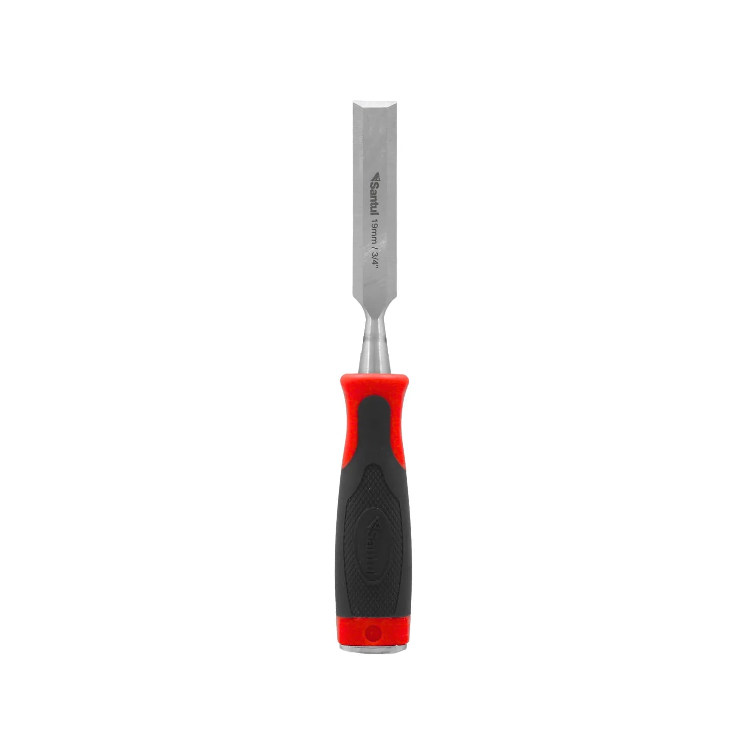 Formón para madera Santul de 19mm 3/4 pulgada con mango ergonómico antideslizante rojo y negro.