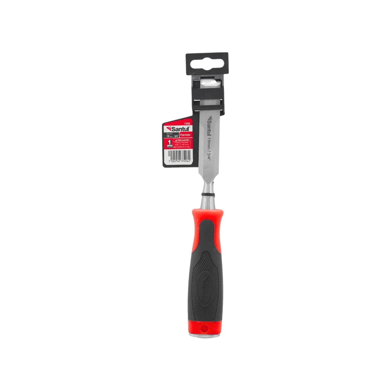 Formón Santul de 19mm 3/4 de pulgada con mango ergonómico rojo y negro para carpintería profesional.