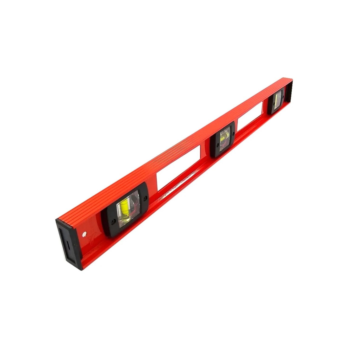 Nivel de burbuja rojo de aluminio de 24 pulgadas con 3 viales para nivelar superficies