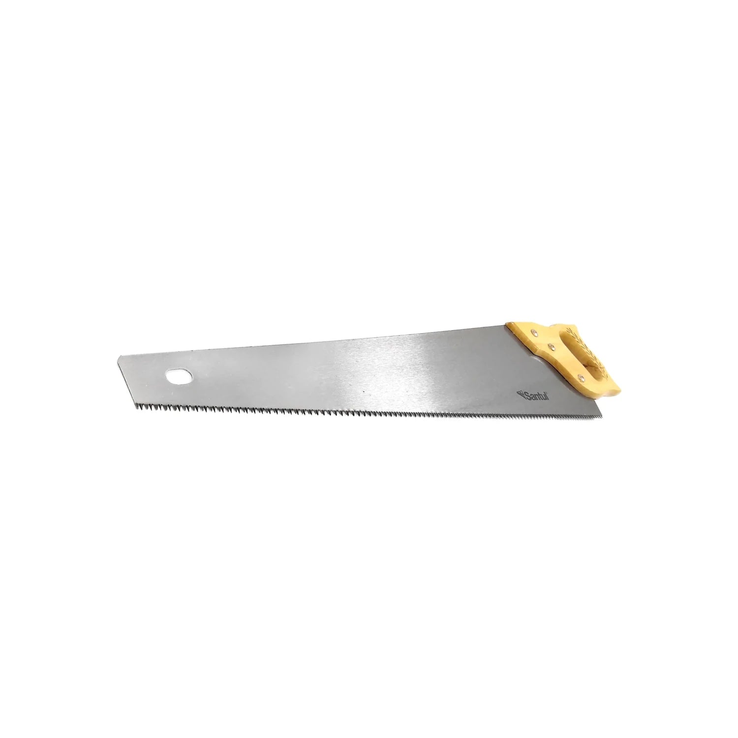 Serrote manual Santul con hoja de acero para corte de madera y mango ergonómico amarillo