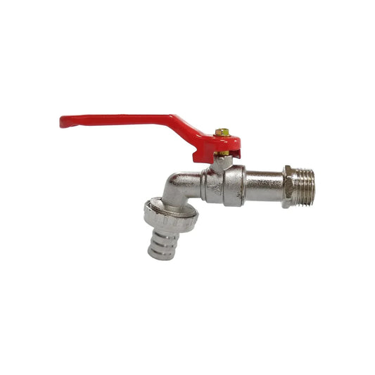 Llave para jardín.,Cuerpo aleación de Zinc.,Recubrimienrto cromado.,Presión de trabajo 50 PSI,1/2" (12,7 mm).,Cierre a un 1/4" de vuelta.,Cuanta con un conector de salida para manguera.,Mayor resistencia a la corrosión y oxidación.