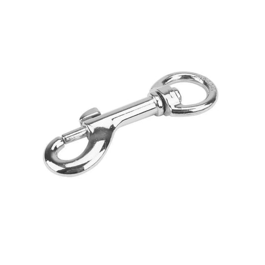 Aleación de zinc.,Acabado niquelado con mayor resistencia a la corrosión.,Carga de trabajo: 31 kg,Medidas:,Largo: 2" (50.8 mm).,Apertura: 13/64" (5 mm).,Diámetro de ojo: 7/16" (11.11 mm).,Ideal para sujetar cordones, correas para perros etc.,Seguro corredizo de apertura rápida.,No exceda el limite de trabajo.,No se use  a manera de dispositivo de seguridad.,Garantía: 12 Años por defecto de fabricación en condiciones normales de operación.
