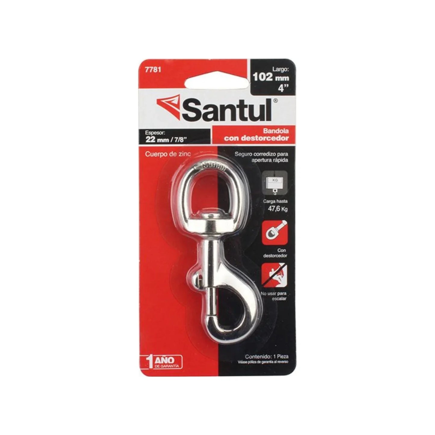 Bandola con destorcedor 7/8"x4" de zinc Santul 7781