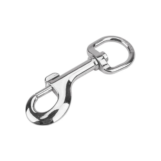 Aleación de zinc.,Acabado niquelado con mayor resistencia a la corrosión.,Carga de trabajo: 54 kg,Medidas:,Largo: 4 1/2" (114.3 mm).,Apertura: 5/8" (15.8 mm).,Diámetro de ojo: 7/16" (11.11 mm).,Ideal para sujetar cordones, correas para perros etc.,Seguro corredizo de apertura rápida.,No exceda el limite de trabajo.,No se use  a manera de dispositivo de seguridad.,Garantía: 12 Años por defecto de fabricación en condiciones normales de operación.