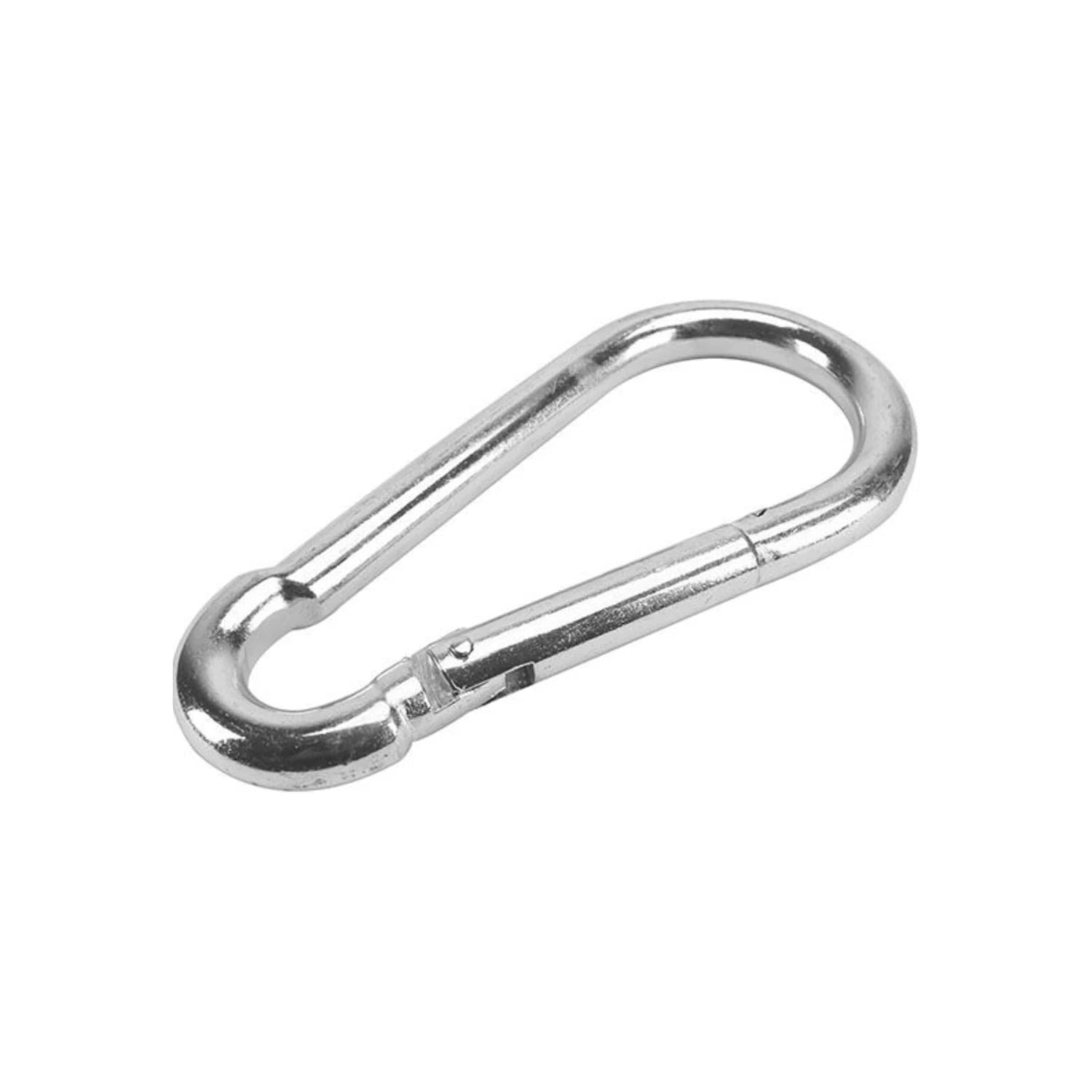 Bandola mosquetón de acero plateado 1/4"x2 1/2" con cierre para ferretería