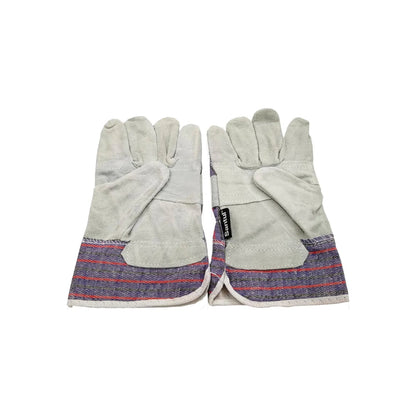 Guantes de trabajo de carnaza grises Santul con puño corto rayado para protección industrial