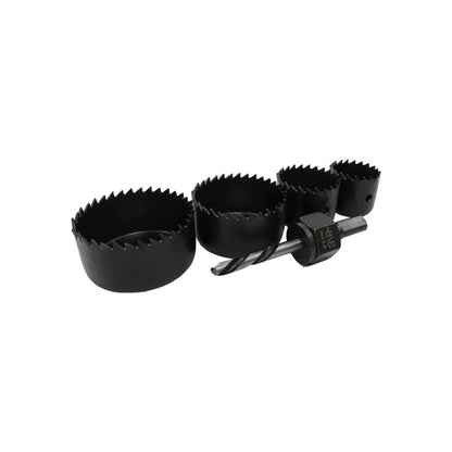 Juego de 5 corta círculos negros para madera y metal con broca de centrado