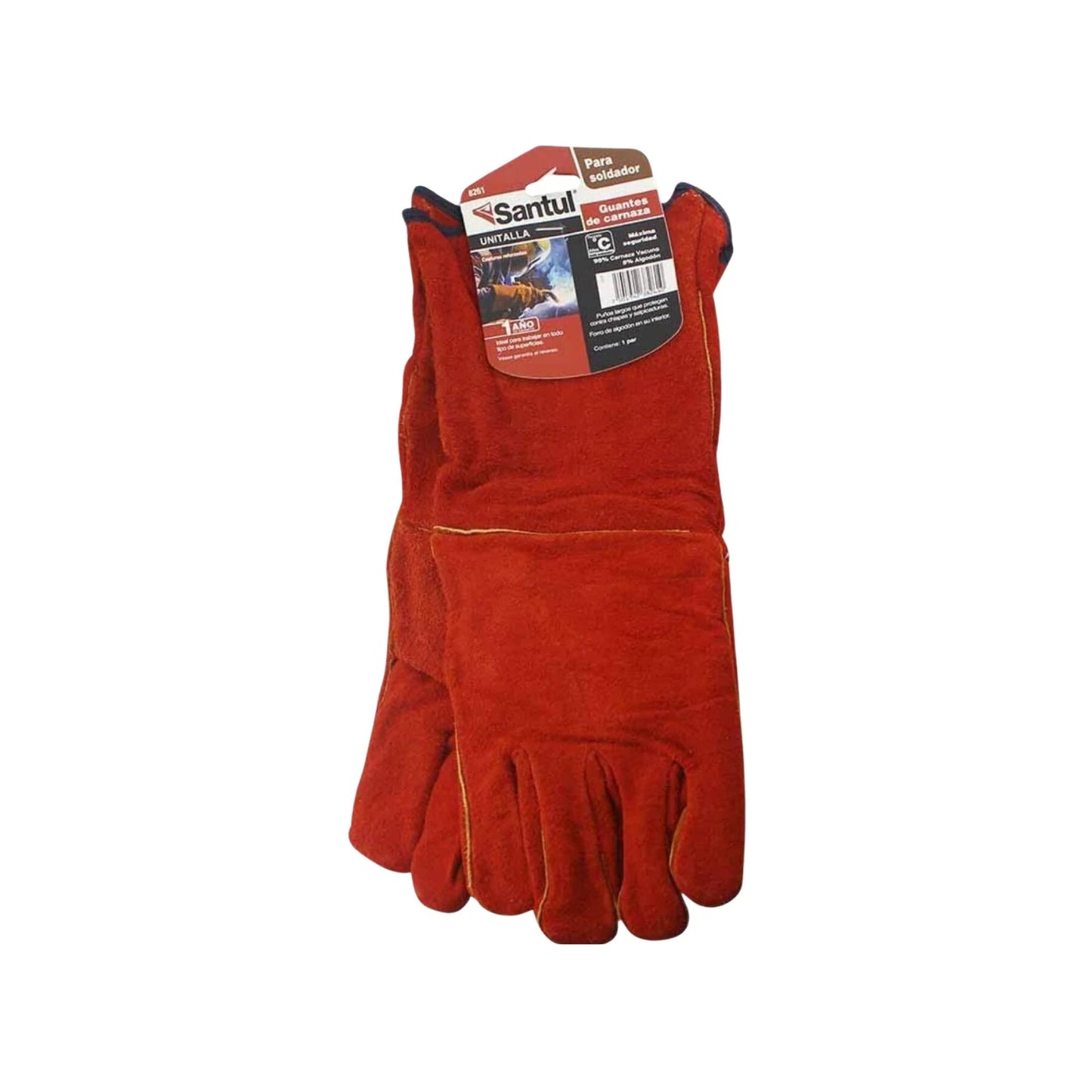 Guantes de carnaza Santul rojos largos para soldador industrial UNITALLA
