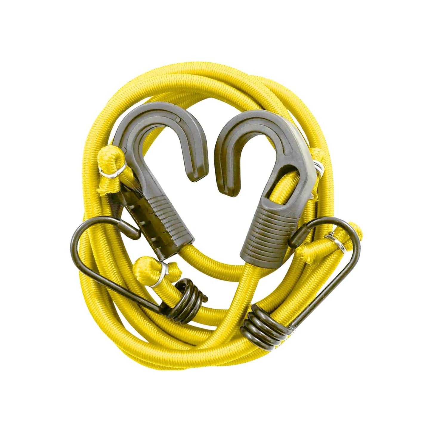 Tensor elástico amarillo con ganchos de plástico y metal para sujeción de carga 2 piezas