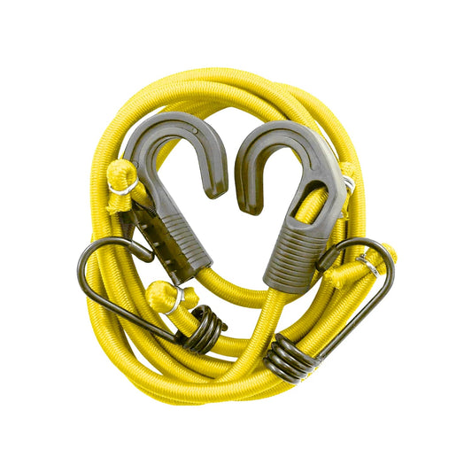 Tensor elástico amarillo con ganchos de plástico y metal para sujeción de carga 2 piezas