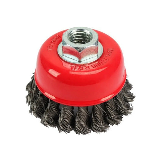 Carda de copa 3" x 5/8" trenzada alambre fino Byp CET301FN