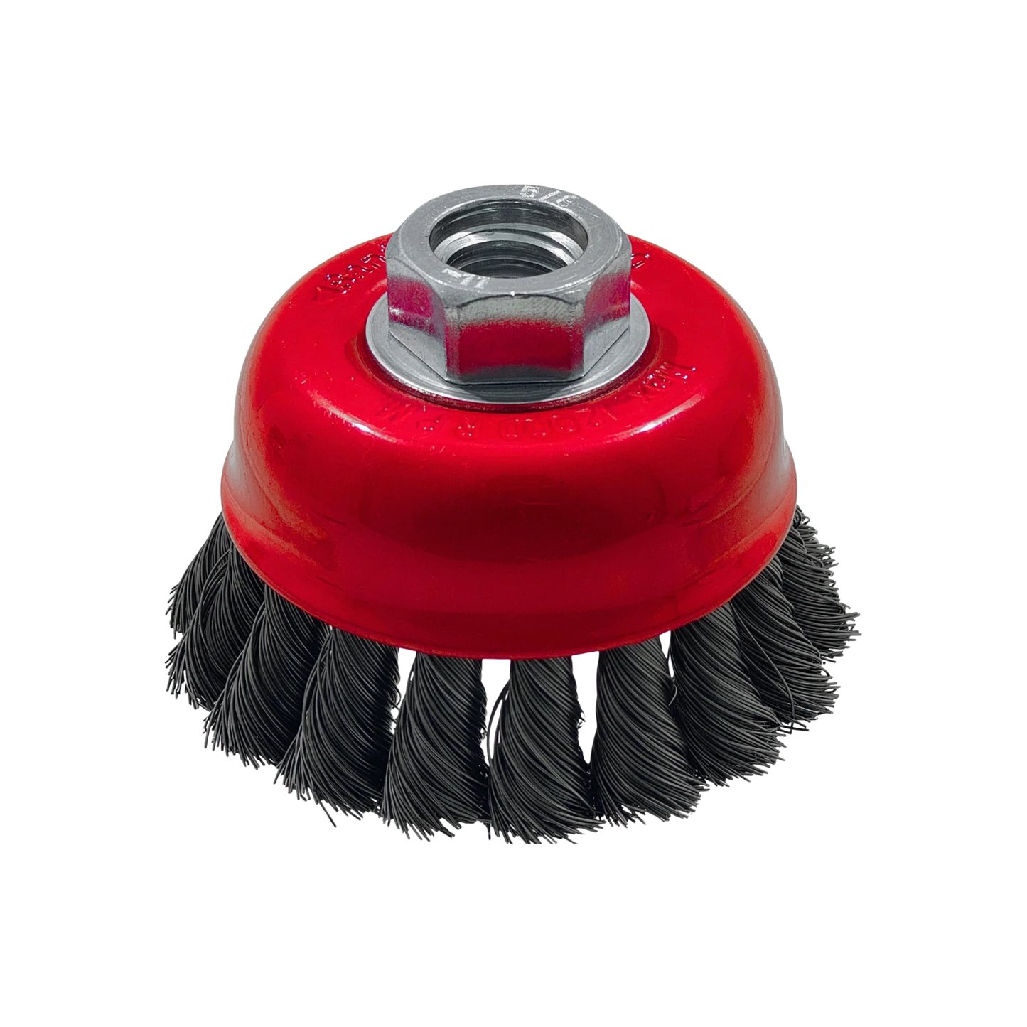 Carda de copa con alambre trenzado para esmeriladora, cepillo de desbaste rojo para metal