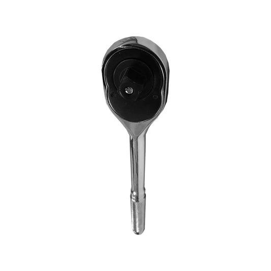 Elaborada de acero al carbóno resistente al impacto., Dureza cuerpo 40-50 HRc.,Dureza engrane 53-58 HRC.,Acabado: Cromado.,Mango.,Cabeza cuadro reversible.,Cumplen con el torque especificado de acuerdo a la norma ASME/ANSI B107.10M y ASME/ANSI B107.5M.,1/2"x12.7 mm (245 mm x 44 mm).,Matraca reversible cabeza de pera.,Sistema de engranaje de 24 dientes.