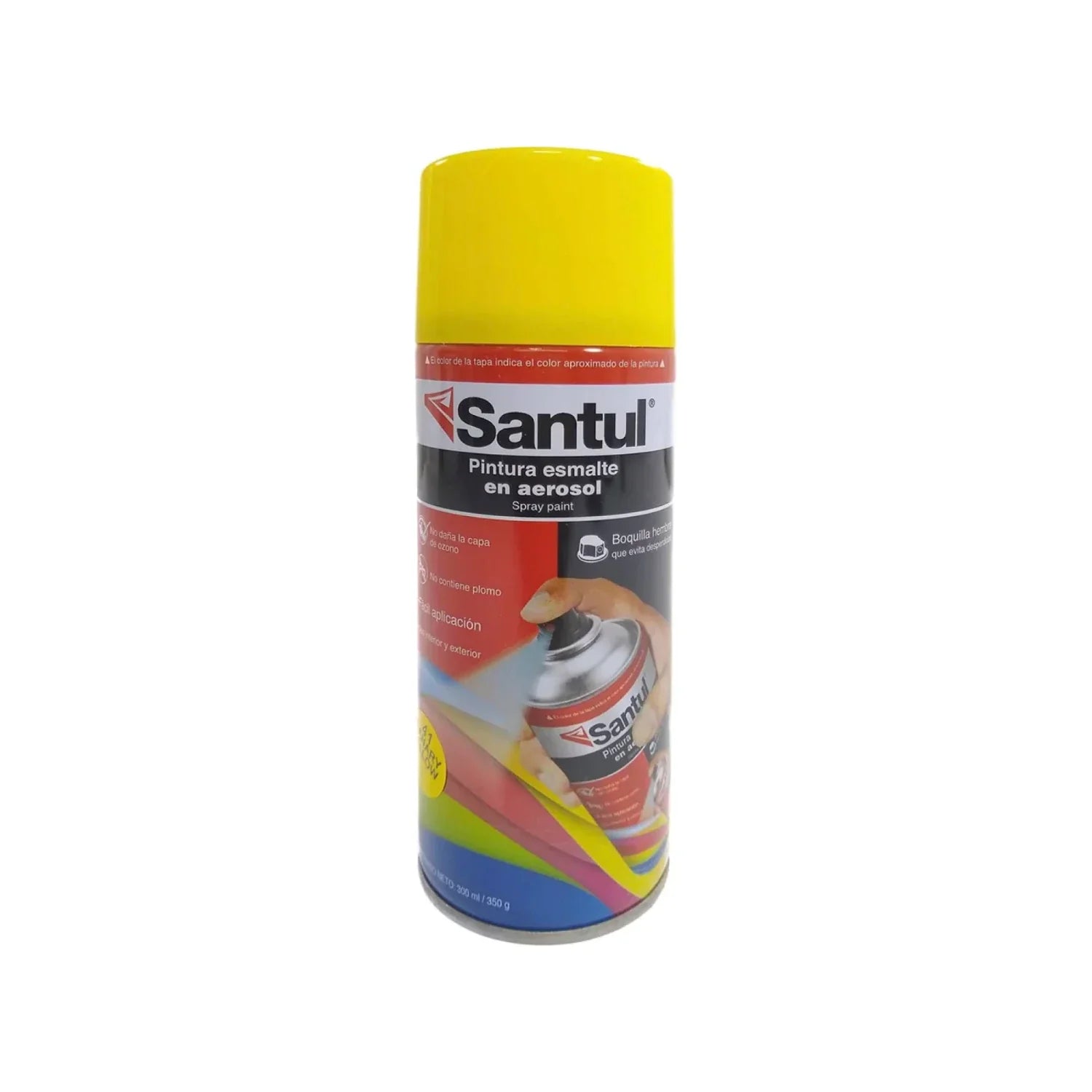 Lata de 300 ml - 350 g,Color solido de secado rápido.,No daña la capa de ozono ( libre de plomo).,Botella tipo hembra para evitar menores desperdicios.,Venta, solo en tienda física.