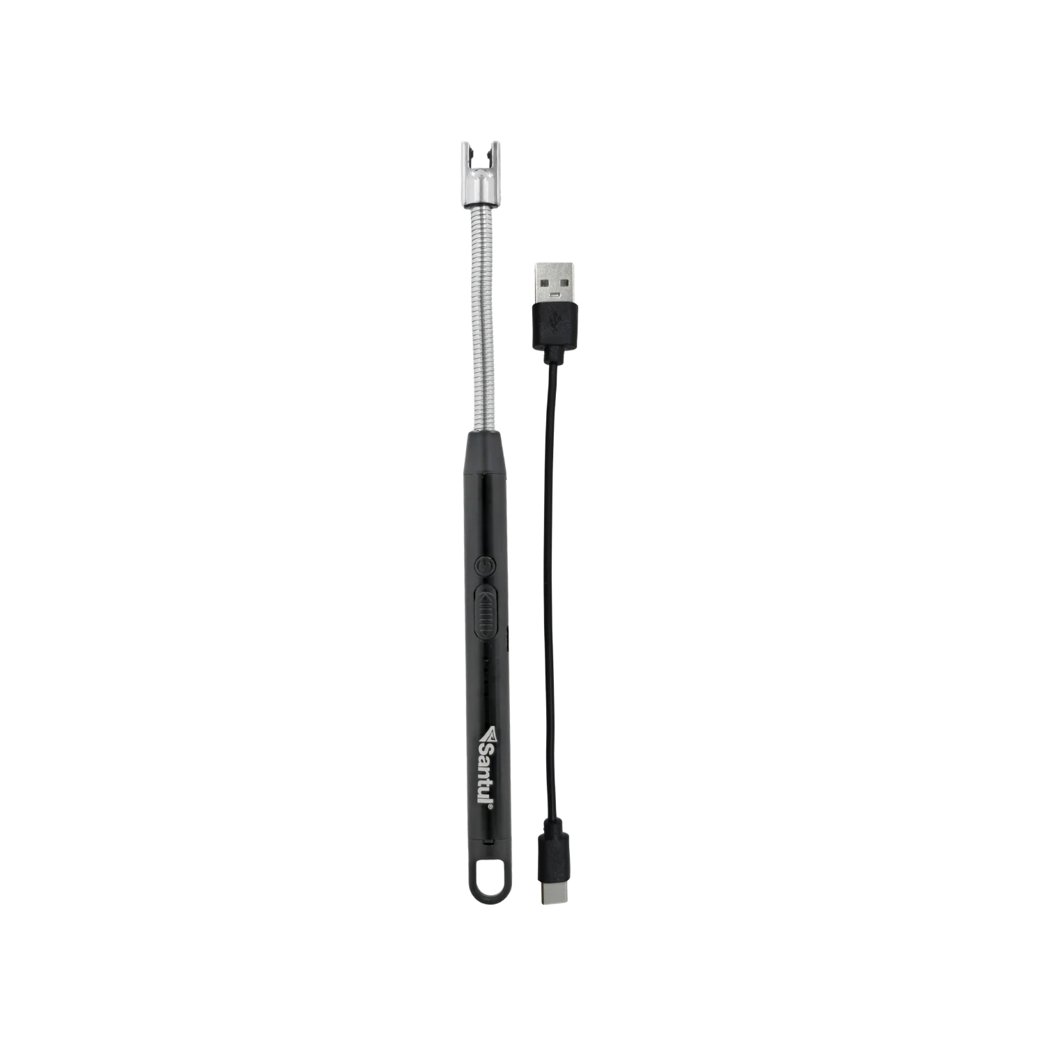 Encendedor eléctrico de arco Santul negro, cuello flexible, recargable USB para cocina y velas.