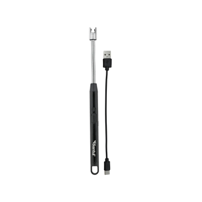 Encendedor eléctrico de arco Santul negro, cuello flexible, recargable USB para cocina y velas.