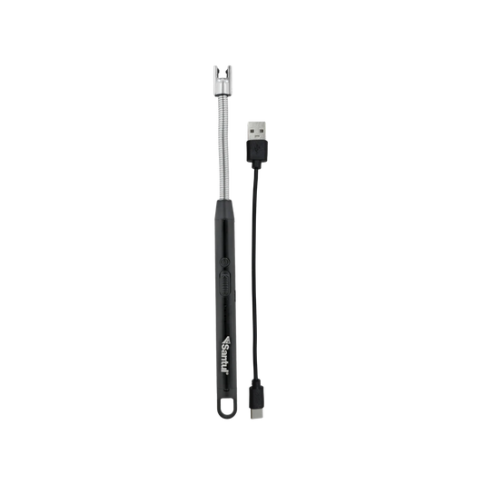 Encendedor eléctrico de arco Santul negro, cuello flexible, recargable USB para cocina y velas.