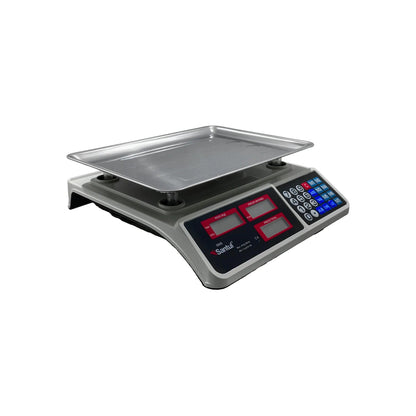 Báscula electrónica Santul 5940 digital gris de 40 kg con bandeja de acero inoxidable y teclado numérico.