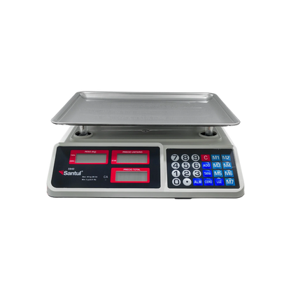Báscula electrónica digital Santul 5940 de 40 kg con bandeja de acero y pantalla retroiluminada para comercio