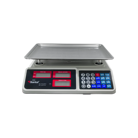 Báscula electrónica digital Santul 5940 de 40 kg con bandeja de acero y pantalla retroiluminada para comercio