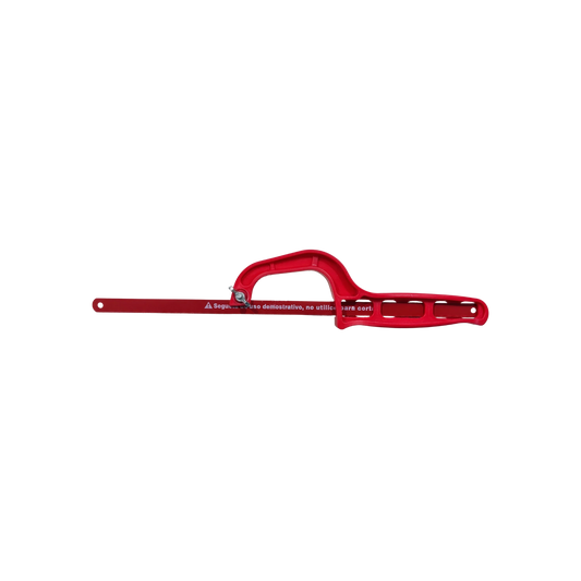 Arco con segueta de 12 pulgadas rojo, mango de plástico, sierra manual para corte de metal