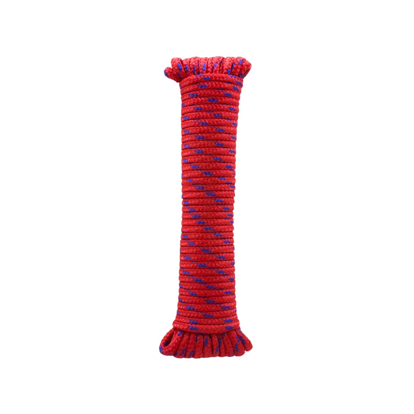 Cuerda de poliéster roja con hebras azules de 6mm, enrollada, para trabajos y usos generales en ferretería