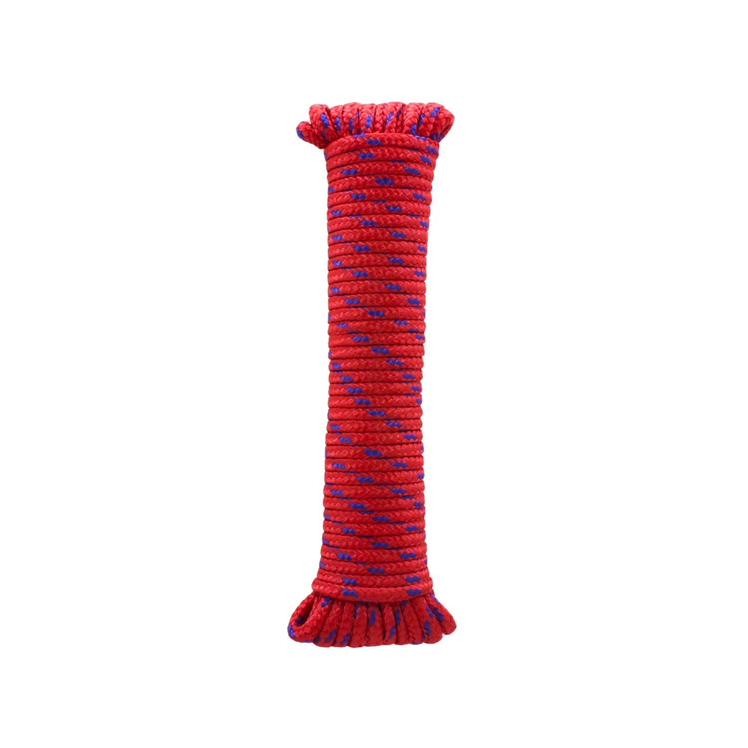 Cuerda de poliéster roja con hebras azules de 6mm, enrollada, para trabajos y usos generales en ferretería