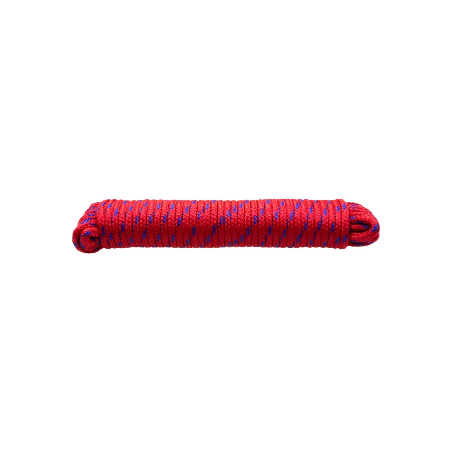 Cuerda de poliéster roja y azul enrollada, 6mm x 15m, para ferretería y trabajos generales.