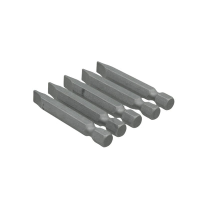 Juego de 5 puntas planas para desarmador o taladro, vástago hexagonal, acabado metálico gris