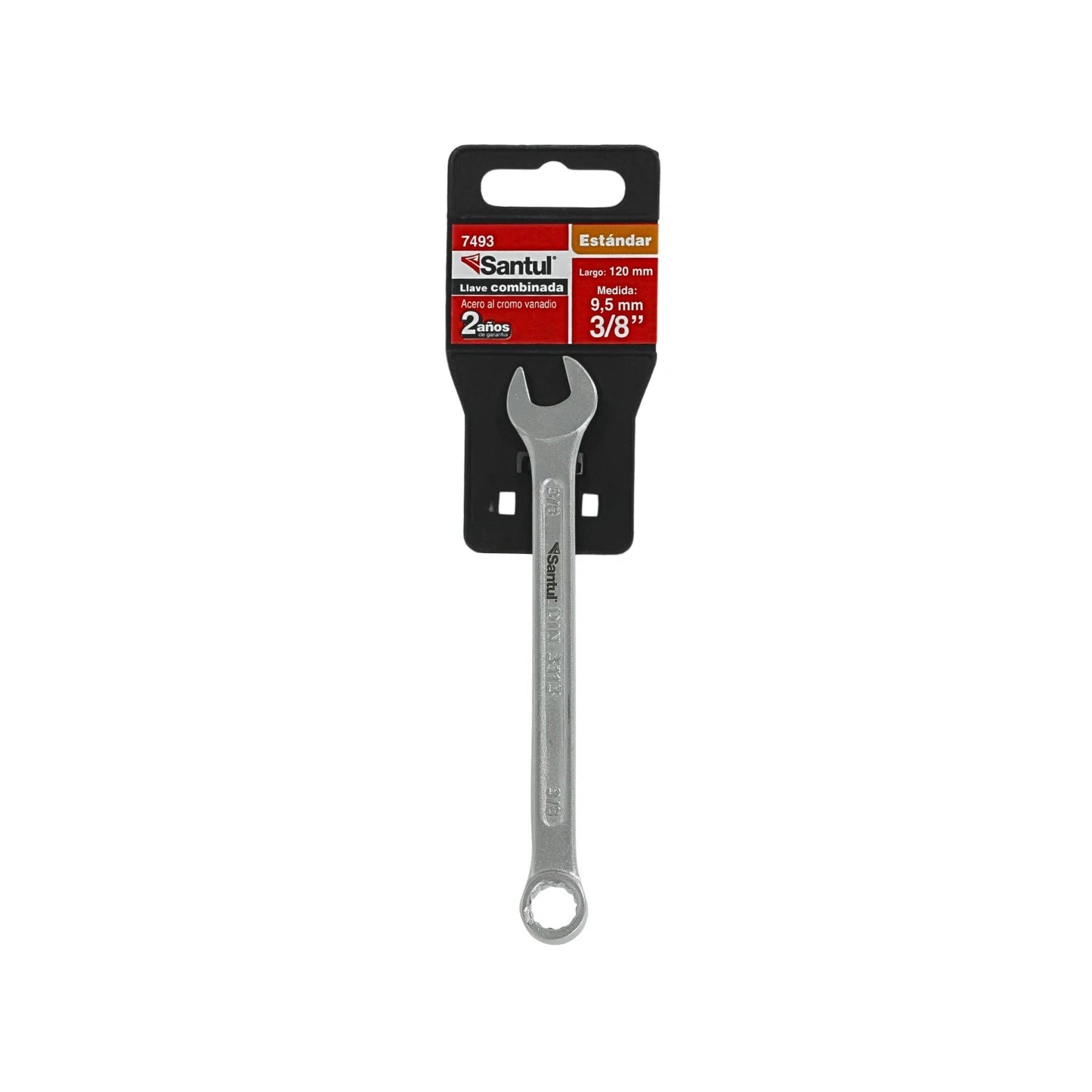 Llave combinada Santul 3/8" (9.5mm) de acero cromo vanadio, estándar 120mm.