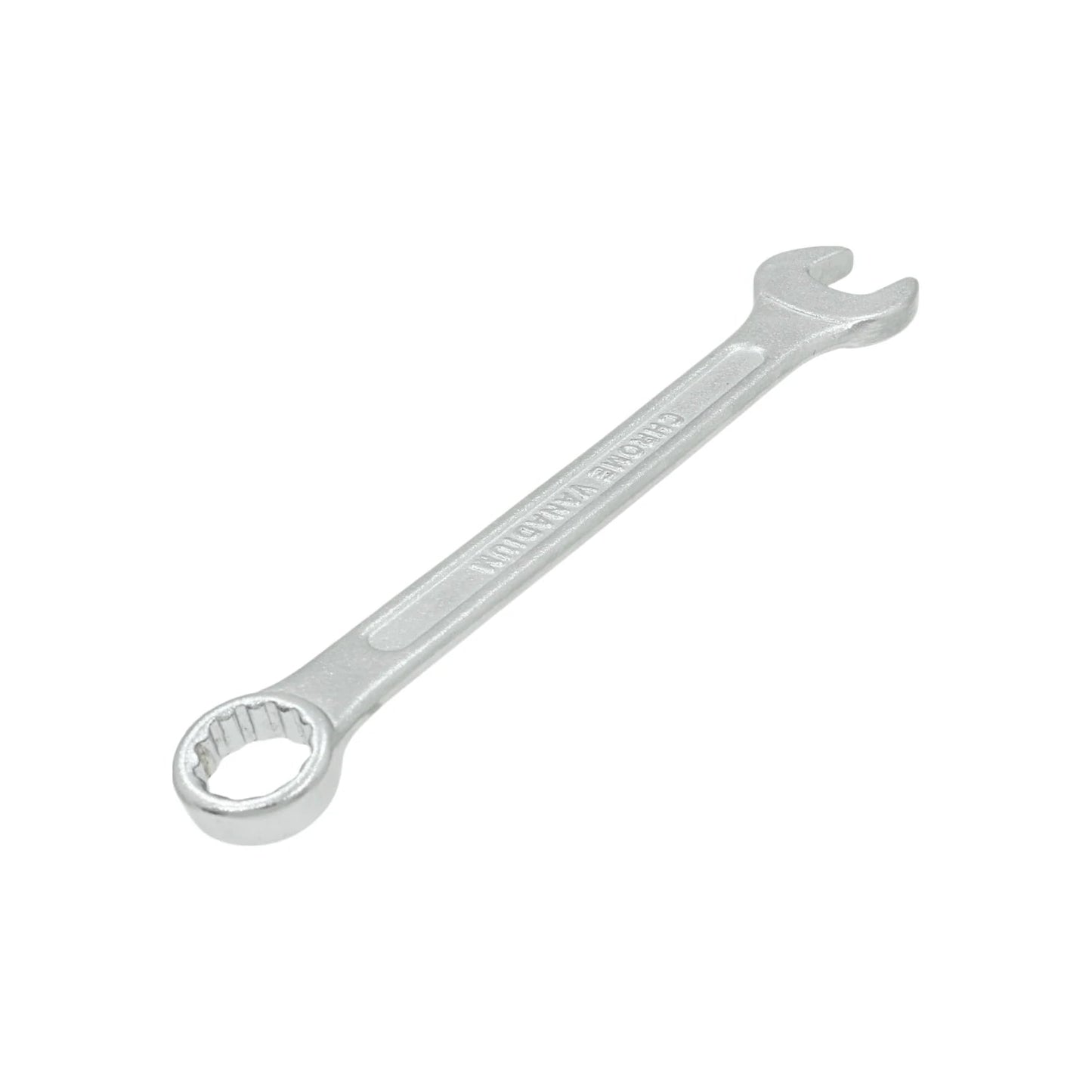 Llave mixta de cromo vanadio 7/16" con boca abierta y cerrada, ideal para mecánica y mantenimiento.