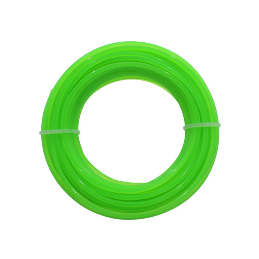 Fabricado en nylon.,Para cualquier tipo de desbrozadora.,Resistente al desgaste en superficies duras.,Flexible. y resistente.,Alta durabilidad.,Fácil manejo.,Utilice lentes y guantes de seguridad.,Manéjese con precaución.,Verde.