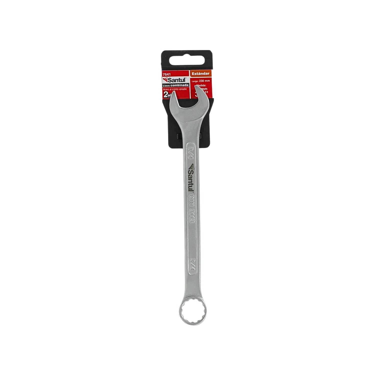 Llave mixta 3/4" estándar Santul 7641, acero cromo vanadio, 230mm, acabado cromado