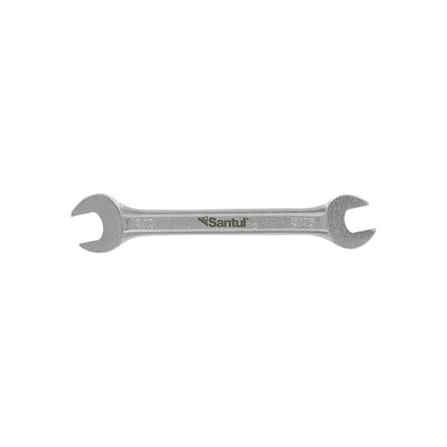 Llave española doble boca Santul 5/16" x 3/8" de acero cromado, ideal para ajuste de tuercas y tornillos.