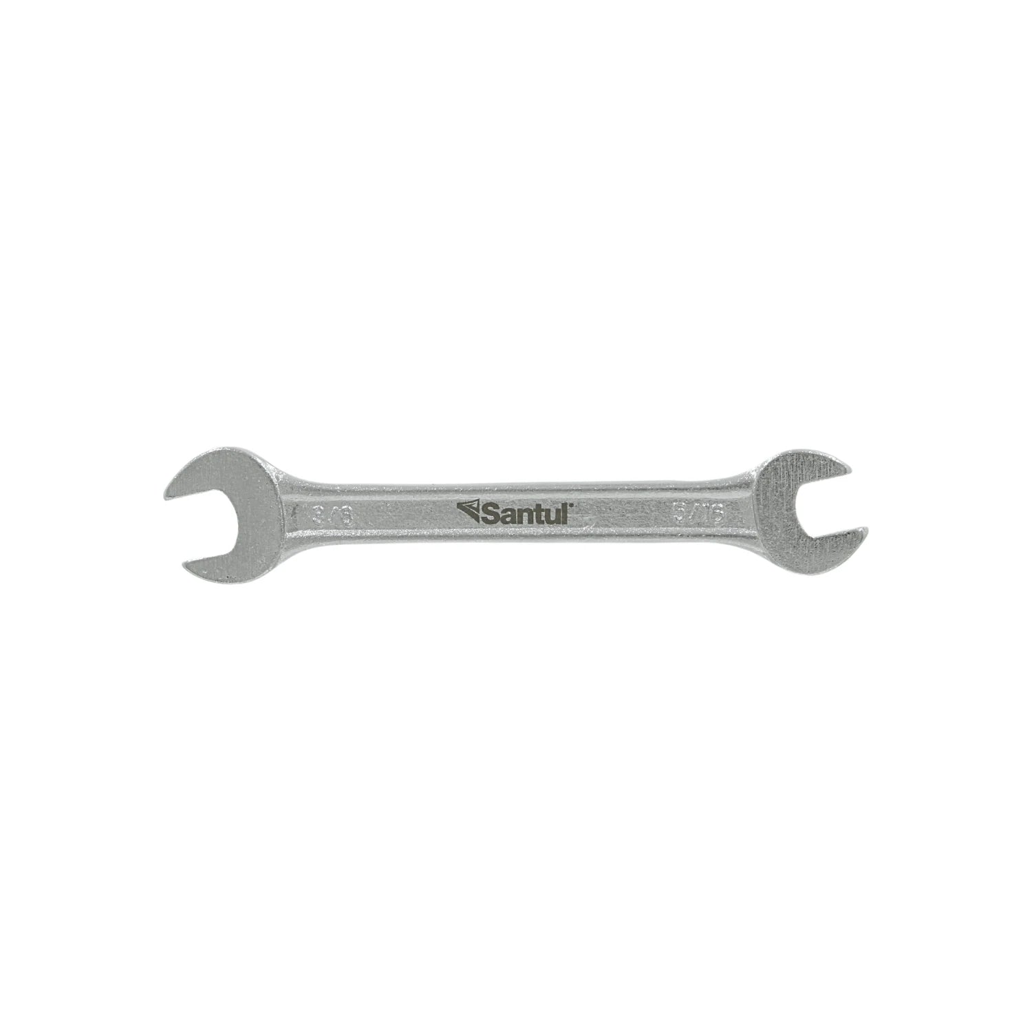 Llave española doble boca Santul 5/16" x 3/8" de acero cromado, ideal para ajuste de tuercas y tornillos.