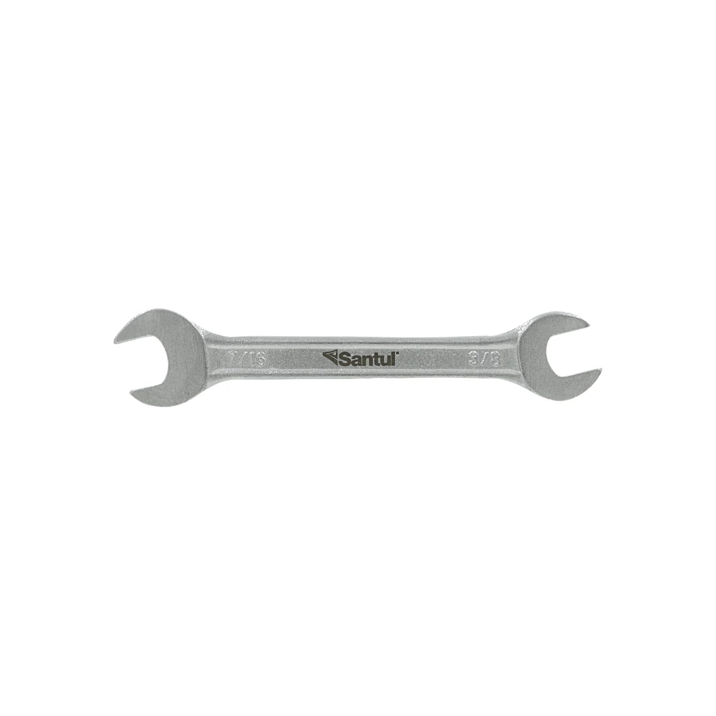 Llave española Santul 3/8" x 7/16" doble boca de acero, herramienta manual estándar.