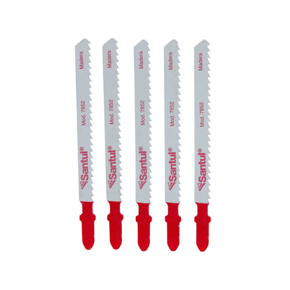 5 seguetas Santul 7852 tipo T para caladora, corte de madera, vástago rojo