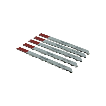 Juego 5 seguetas Santul Mod. 7857 para caladora, corte madera y plástico, vástago rojo tipo U