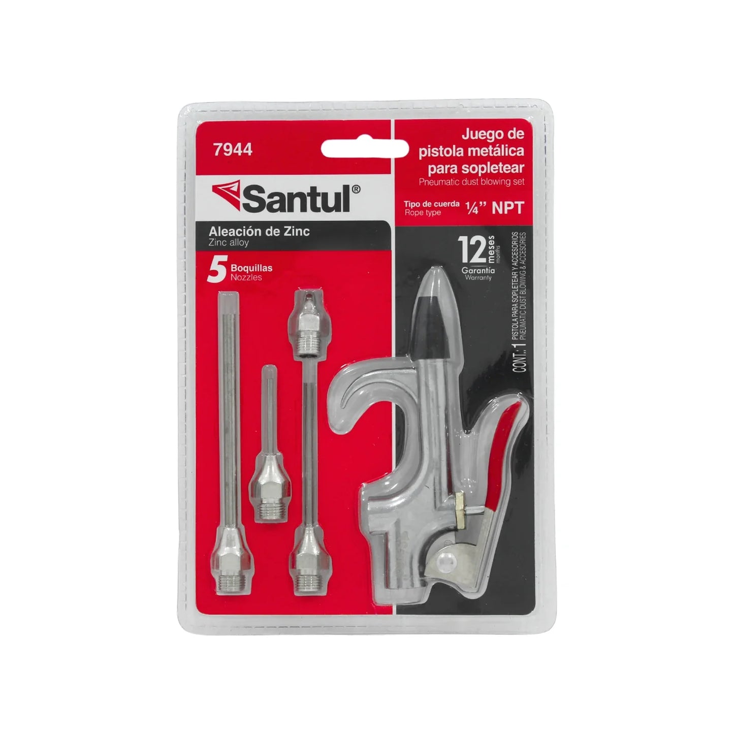 Pistola para sopletear 1/4" 5 boquillas Santul 7944