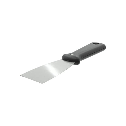 Espátula de 2 pulgadas, hoja metálica pulida, mango de plástico negro ergonómico, para trabajos de masilla y pintura