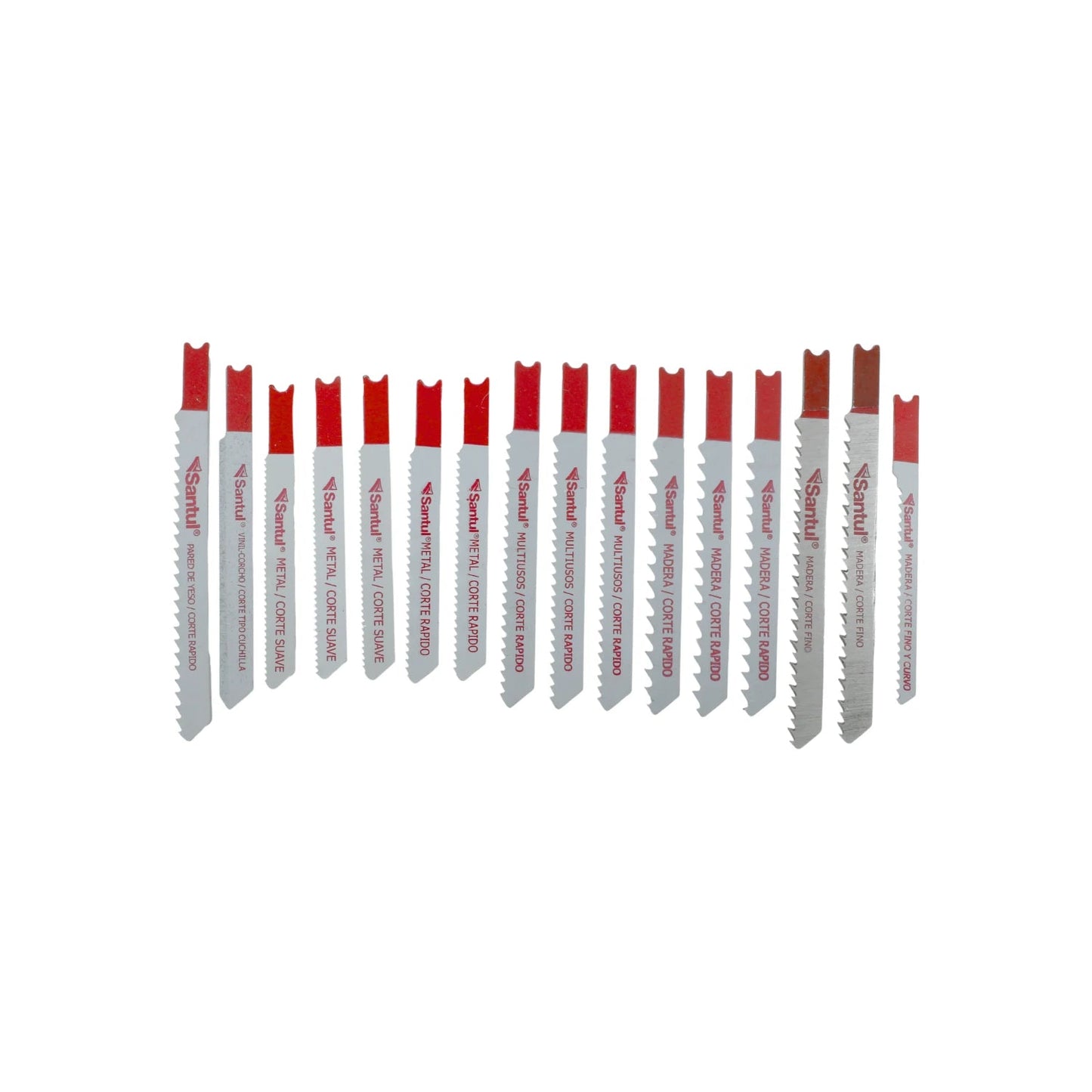 Seguetas Santul tipo U para caladora, corte rápido/fino en madera, metal, multiusos, yeso y vinilo, con puntas rojas.