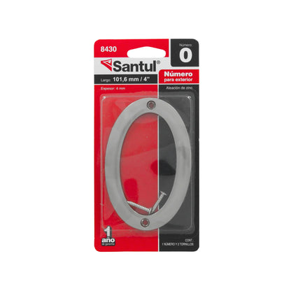 Número de casa Santul 0 metálico para exterior, aleación de zinc 101.6mm (4") con tornillos