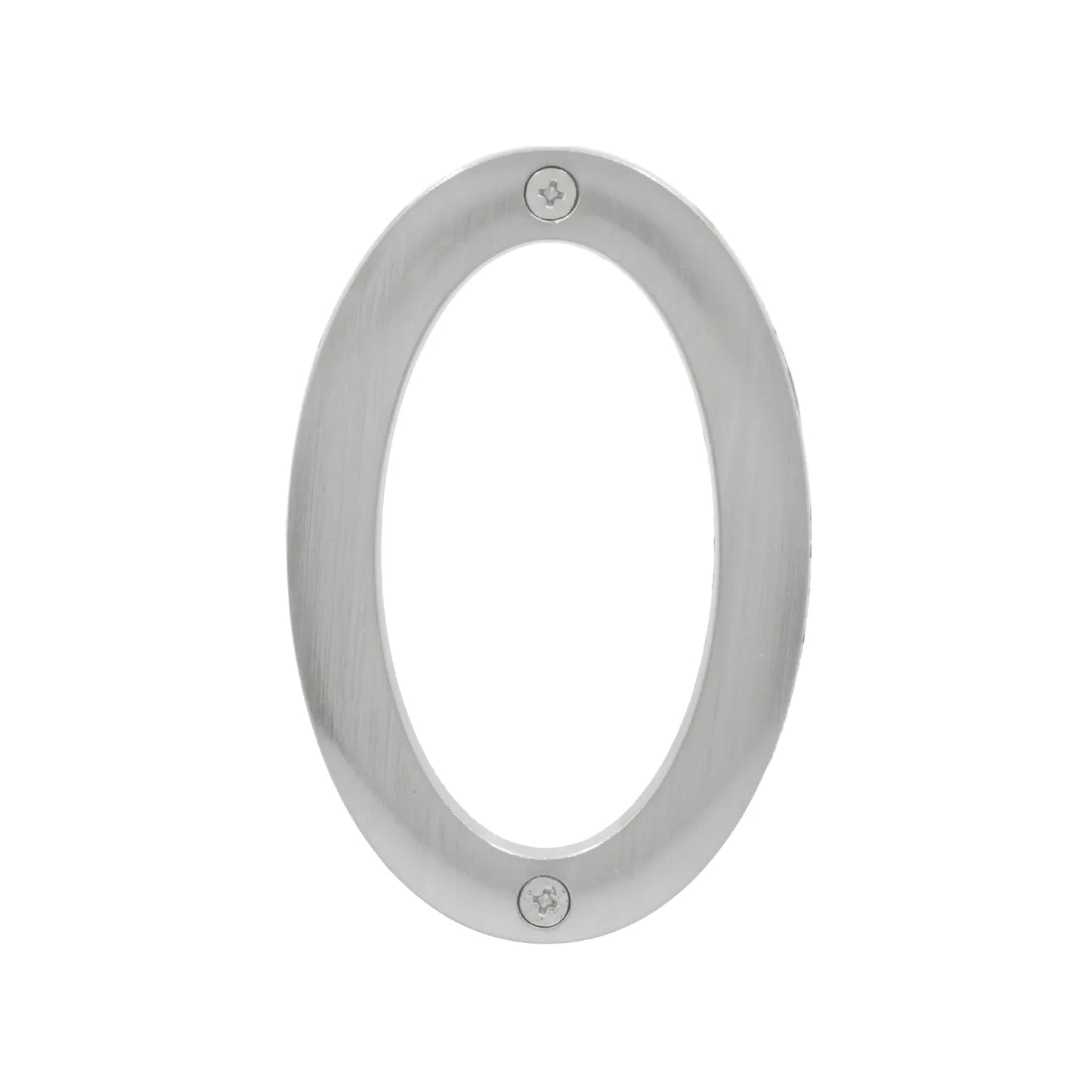 Número de casa 0 de metal cepillado plateado con tornillos de fijación para exterior