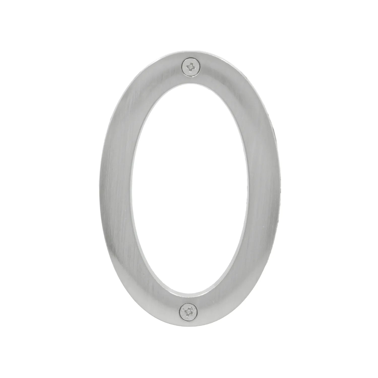 Número de casa 0 de metal cepillado plateado con tornillos de fijación para exterior